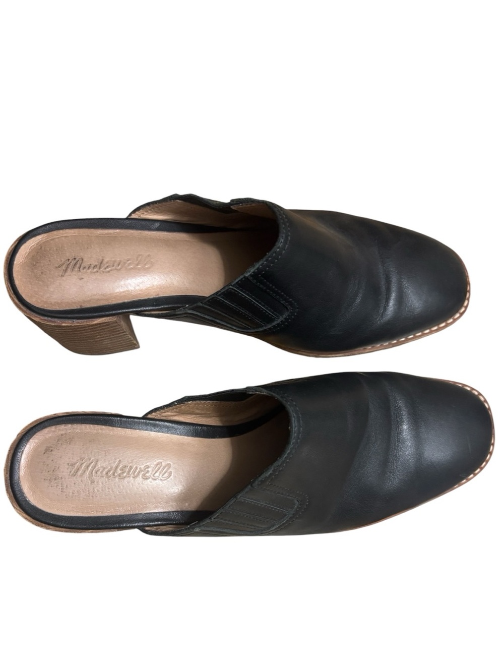 MADEWELL “The Carey Mules” Black Leather Slip-On Block Heel Mules Size 10 -- YES - Picture 4 of 13